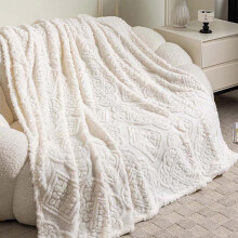Ruskind Nap Shawl Tæppe Hvid Tyk Plys Fleece