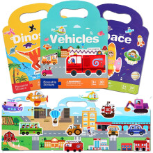 Reusable Sticker Books for Toddlers 2-4 Years, Animals Themed Sticker Books for Toddlers 1-3, Birthday Gifts Stickers for Kids Toddler Boys Girls