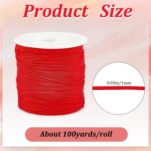 Nylon kinesisk knutsnöre röd 1 mm 100 meter per rulle 1