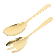 2Pcs Salad Spoons Golden Stainless Steel for Buffet-style Gathering Events