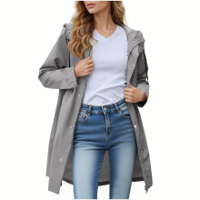 Giacca antipioggia da donna, giacca anorak con cappuccio, impermeabile, antivento, lunga, per adulti, giacca antipioggia, 2XL