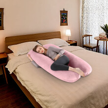 Extra Long U-Shaped Cooling Pregnancy Pillow, 48", Full-Body Support for Back, Hip & Legs – Compatible with All Maternity Beds
