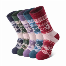 5 paar merinowollen sokken voor dames, dikke, warme wintersokken voor wandelen, thermische sokken met extra demping.