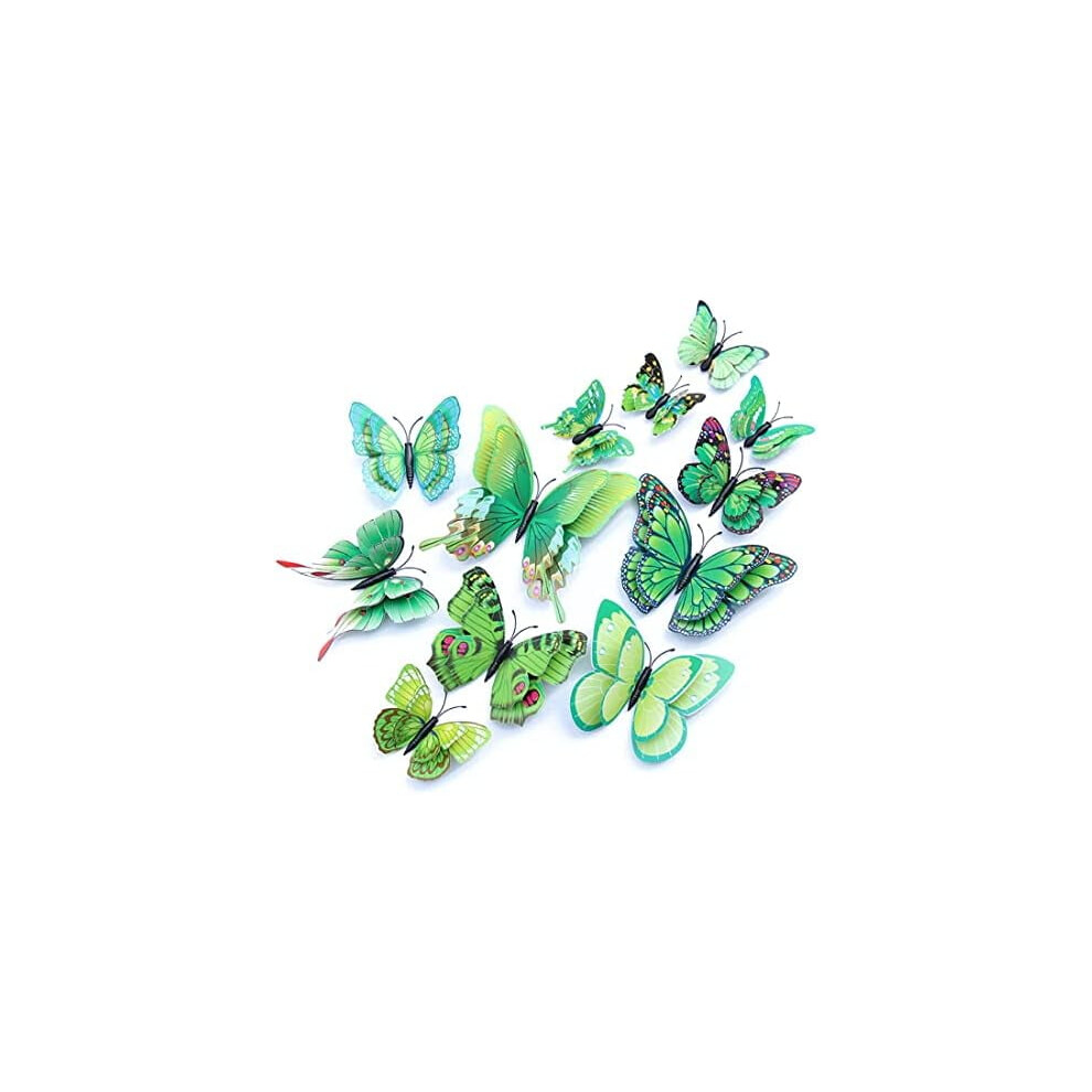 Butterfly Wall Decor 24/48 Pcs, 3D Butterflies Stickers For Party Decorations With Magnets (Green, 48) 9425574093912
