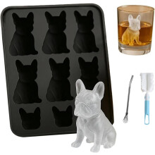 Moule à glaçons Bouledogue français – Bac à glaçons 3D en forme de chien pour whisky, boissons maison et cadeaux pour les amoureux des