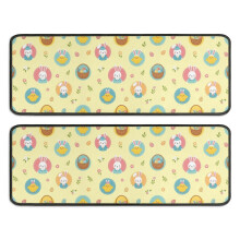 Easter and Chicks Yellow Pattern Kitchen Rugs Set Of 2, 17"X47" Anti-Fatigue Non-Slip Washable Decorative Mats for Kitchen