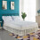 Jupe de lit en polyester avec dentelle élastique 220 x 200 cm beige 1