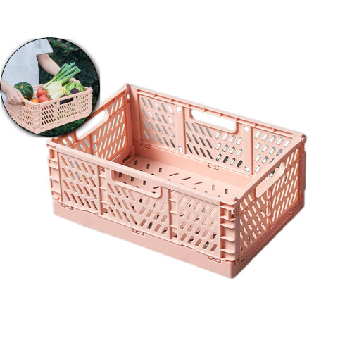 Pink Foldable Plastic Storage Crate 30.5x20.3x12.5cm