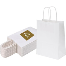 Sacs en papier kraft blanc YANTONG avec poignées, lot de 50