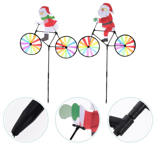 2Pcs Christmas Decorations Outside Multi Colored Garden Windmill for Veranda