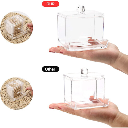 συσκευασίες 10oz Qtip Dispenser Μεγάλη Διαφανής Βάση Qtip, Αξεσουάρ Οργάνωσης Δοχείων 1