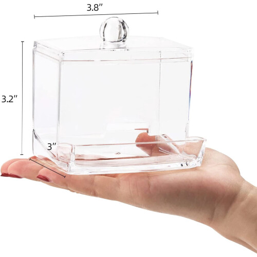 συσκευασίες 10oz Qtip Dispenser Μεγάλη Διαφανής Βάση Qtip, Αξεσουάρ Οργάνωσης Δοχείων 2