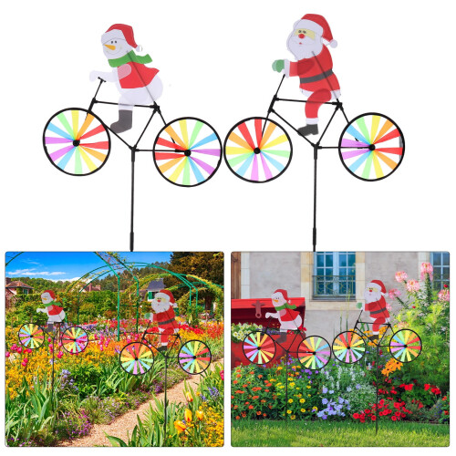 2Pcs Christmas Decorations Outside Multi Colored Garden Windmill for Veranda 2