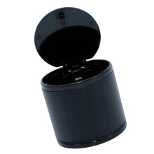 Mini Car Aluminum Alloy Ashtray with Press Lid - Black, Detachable 200ml