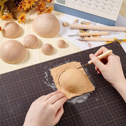 Pottery Tools Set Wooden Half Round Clay Tools8pcs 2