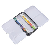 Tragbares 12-Farben Festes Wasserfarben-Set mit Eisenbox für Künstler
