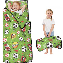 Green Soccer Nap Mat for Toddlers with Pillow & Blanket