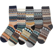 Mens Socks Wool Cotton Knit Colorful Pattern Warm Thermal Classic Dress Socks for Men