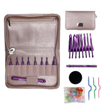 Conjunto de agulhas de crochê ergonômicas de alumínio com 8 pontas de 3,0 a 7,0 mm