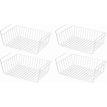 Weiße Drahtkörbe für unter Regale, 4er-Pack