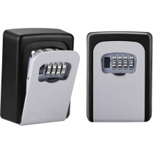 Sturdy Outdoor Key Lock Box (2 Pack, Grey) – 5-Key Capacity, Waterproof, Resettable Code, Compatible with Home/Garage/Airbnb