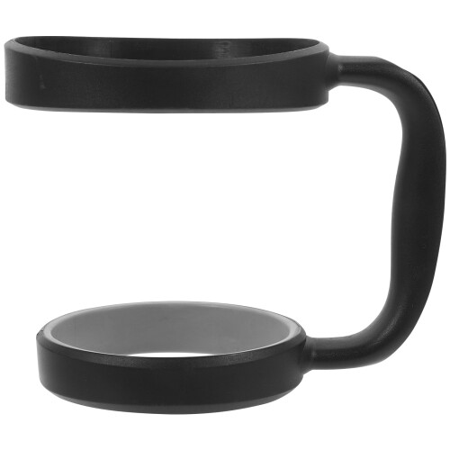 Copo térmico de plástico preto com alça ajustável, capacidade de 30 oz (887 ml).