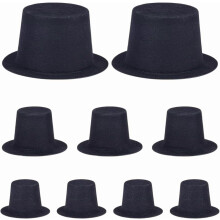 Mini chapeau haut-de-forme en velours noir, 3 tailles, 90 pièces