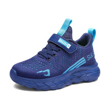 Kinderschoenen met veters, ademend mesh, comfortabele sportschoenen voor casual gebruik en sport – Donkerblauw, maat 31