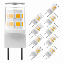 Lot de 10 ampoules LED G8 de 3 W (équivalent à 20-25 W), culot T4 bipolaire G8/GY8.6, blanc chaud 3000 K.