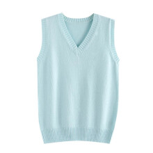 Ärmellose Strickweste im Vintage-Stil für Damen, Preppy-Schulstil, Mintgrün, lässiges Oberteil zum Drunterziehen – für alle Jahreszeiten