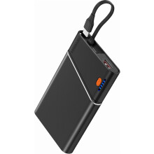 10000mAh22.5W PD Powerbank med inbyggd USB-C-kabel, smal bärbar laddare kompatibel med iPhone16/15/14, iPad, Samsung S24 och Android