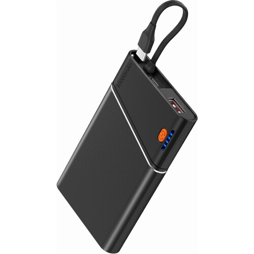 Φορτιστής PD 10000mAh22.5W με ενσωματωμένο καλώδιο USB-C, λεπτός φορητός φορτιστής