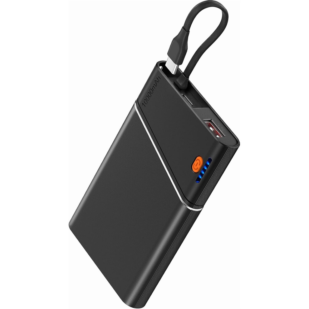 10000Mah 22.5W Pd Power Bank With Built-In Usb-C Cable, Slim Portable Charger Compatible With Iphone 16/15/14, Ipad, Samsung S24 & Android 9425574097828
