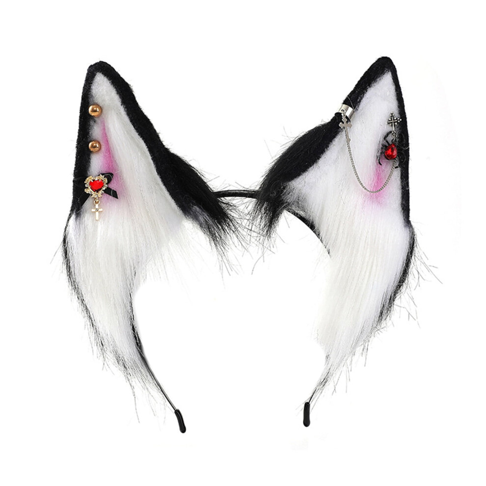 Wolf Ear Headband with Dangle Earrings, Plush