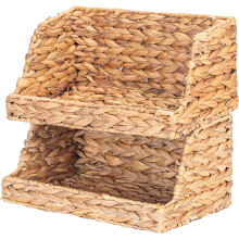 Water Hyacinth Storage Baskets for Organizing, Medium Open-Front Wicker Basket for Kitchen, for Shelves, 11.8” x 7.5” x 5.5”, 2 Pack