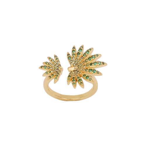 Bague Forêt Tropicale en Argent 925 plaqué or 14 carats avec