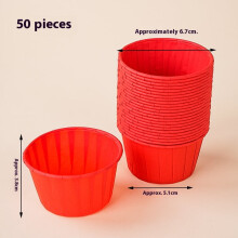 Moldes de papel rojos para cupcakes, tamaño estándar, 50 unidades.