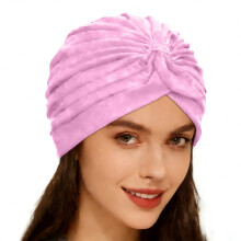 Jednokolorowy turban na głowę dla kobiet, różowy, 1 szt.