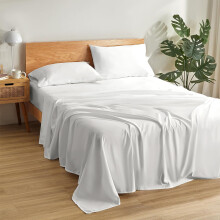 Ensemble de draps Queen blancs en microfibre douce, 4 pièces