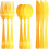Ensemble de couverts en plastique jaune résistant, 180 pièces 1