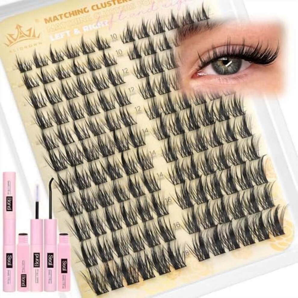 Wispy Lash Clusters Kit â Manga Style, Spiky DIY Individual Lashes with Bond & Seal, 132 pcs, Left/Right, Compatible with All Lash Tools