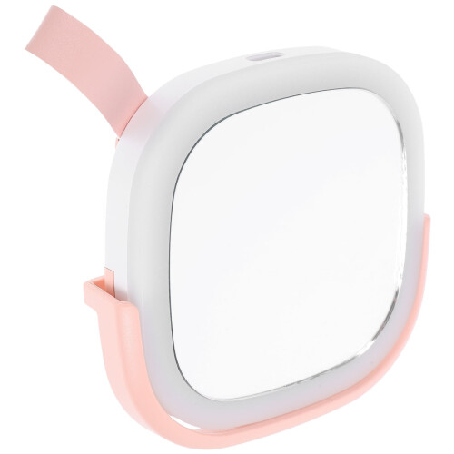 Miroir de maquillage LED rechargeable, pliable, rose