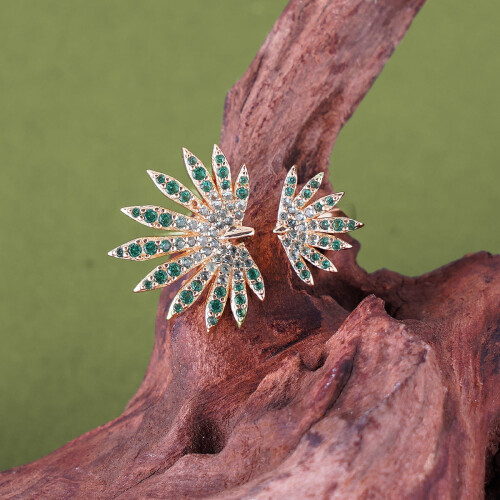 Bague Forêt Tropicale en Argent 925 plaqué or 14 carats avec 2