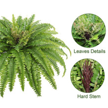 2X Artificial Ferns for Outdoors & Indoors,Large Faux Ferns Fake Boston Fern Plant for Planter Garden Porch Entrance A