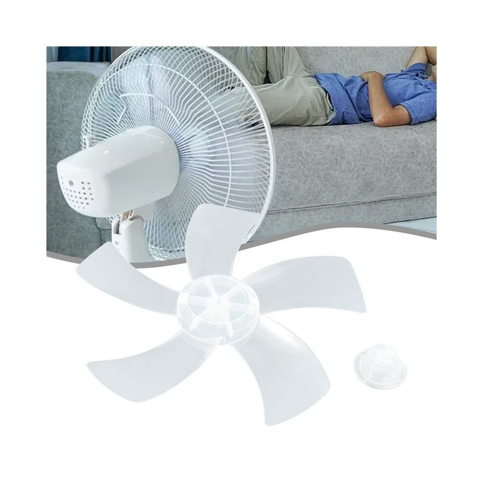 12 Inch Plastic Fan Blade 5 Blades with Nut Cover for Standing Pedestal Fan Leaves Table Fanner General Accessories,A