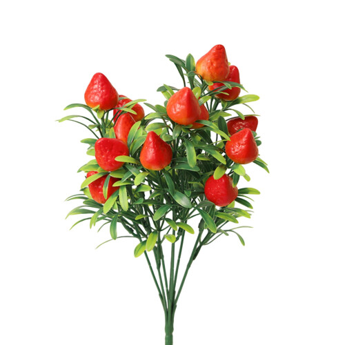 Kunstige silke jordbærblomsterpinner 2 stk