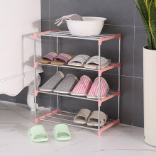 Simple 4-Tier Shoe Rack for Home Door | Plastic Storage Cabinet | Blue/Pink | 22x18.5x10" | Dorm & Rental Friendly