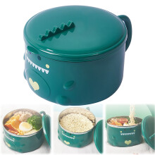 Bol à nouilles dinosaure en acier inoxydable avec couvercle – Bol à ramen/soupe isotherme 17 x 11,5 cm pour le travail/l'école/les pique-niques
