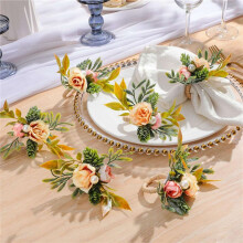 Ronds de Serviette, Lot de 12 Porte-Serviettes en Forme de Fleur avec Anneaux de Table en Perles pour Mariage, Fête, Noël, Vacances