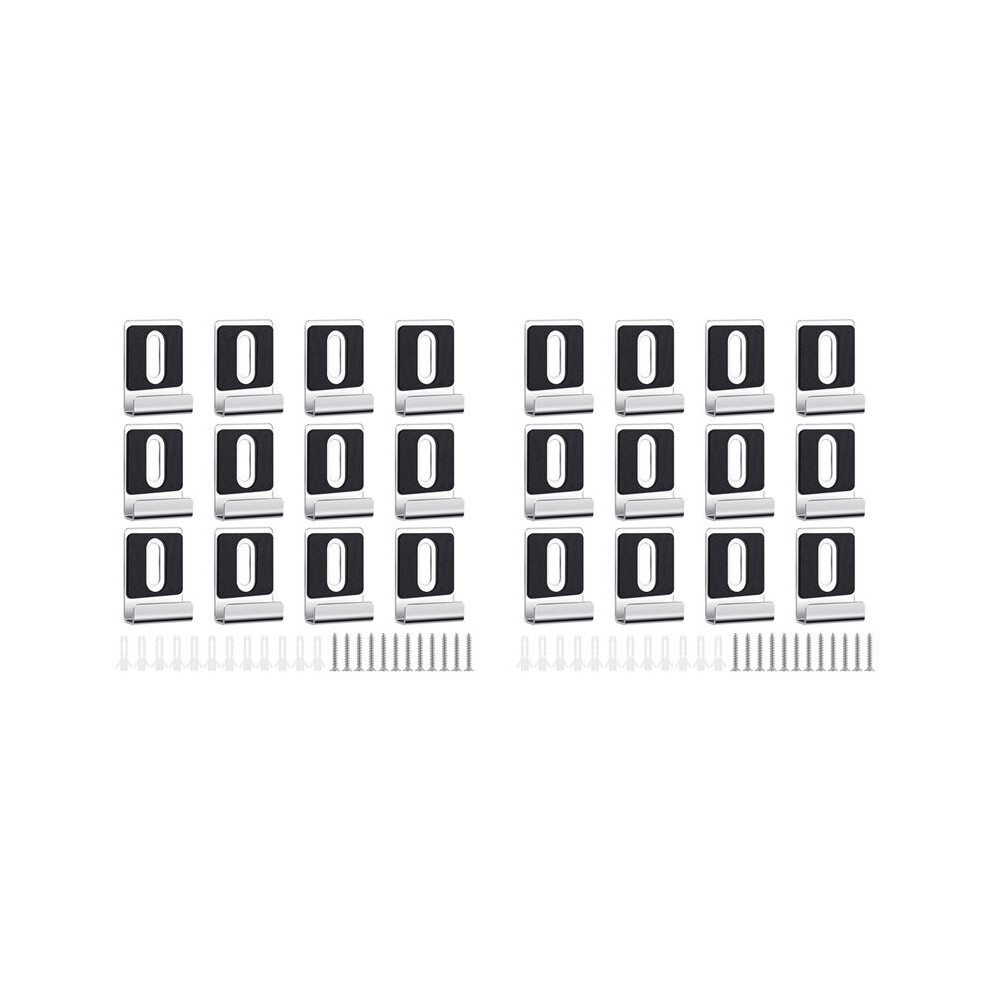 24Pcs Metal Mirror Clips Holder Kit,Mirror Hanging Clips With Screw For Wall Mounting, Frameless Mirror Tile Display 6033868714431